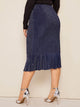 Plus Fishtail Hem Glitter Skirt