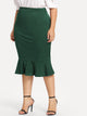 Plus Solid Mermaid Hem Skirt
