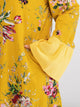 Plus Floral Print Flounce Sleeve Maxi Dress