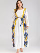 Plus Contrast Striped Print Belted Maxi Dress