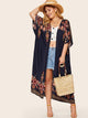 Plus Flower Embroidered Longline Kimono