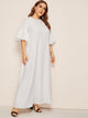  Plus Lantern Sleeve Keyhole Back Maxi Dress