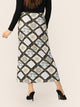 Plus Elastic Waist Scarf Print Skirt