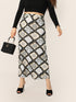 SHEIN Plus Elastic Waist Scarf Print Skirt