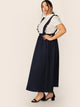 SHEIN Plus Paperbag Waist Frill Strap Flare Skirt