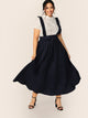 SHEIN Plus Paperbag Waist Frill Strap Flare Skirt