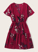 Plus Surplice Front Floral Print Dress