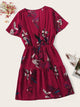 Plus Surplice Front Ditsy Floral Print Dress