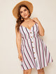 Plus Button Striped Cami Dress