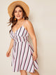 Plus Button Striped Cami Dress