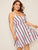 Plus Button Striped Cami Dress