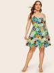 Plus Palm Tree Print Cami Dress