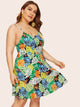 Plus Palm Tree Print Cami Dress