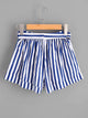 Plus Roll Trim Striped Self Tie Shorts