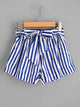 Plus Roll Trim Striped Self Tie Shorts