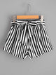 Plus Roll Trim Striped Self Tie Shorts