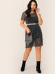 Plus Lettuce Edge Trim Star Mesh Dress Without Belt & Cami