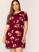   Round Neck Floral Print Dress