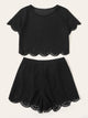  Plus Scalloped Laser Cut Top & Shorts Set