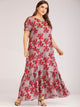 Plus Ditsy Floral Print Ruffle Hem Maxi Dress