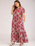 Plus Ditsy Floral Print Ruffle Hem Maxi Dress