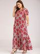 Plus Ditsy Floral Print Ruffle Hem Maxi Dress