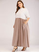 Plus Striped Button Half Placket Maxi Dress