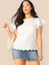 Plus Solid Layered Sleeveless Scalloped Hem Top