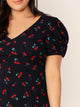 Plus Cherry Print Backless Dress