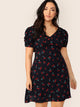  Plus Cherry Print Backless Dress