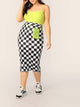 SHEIN Plus Checked Print Pencil Skirt