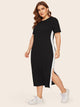 Plus Contrast Side Slit Hem T-shirt Dress