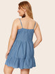 Plus Contrast Lace Ruffle Hem Denim Cami Dress