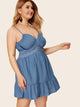 Plus Contrast Lace Ruffle Hem Denim Cami Dress