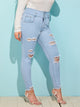 Plus Raw Hem Ladder Distressed Jeans