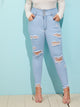 Plus Raw Hem Ladder Distressed Jeans