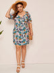 Plus Pineapple And Floral Print Dress