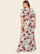 Plus Floral Print Split Side Maxi Dress