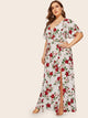 Plus Floral Print Split Side Maxi Dress