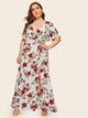 Plus Floral Print Split Side Maxi Dress