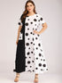 Plus Polka Dot Print Pocket Detail Maxi Dress