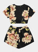 Plus Floral Print Knot Top With Shorts