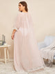 Plus Lace Trim Robe Without Lingerie Set