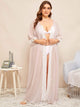 Plus Lace Trim Robe Without Lingerie Set