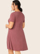  Plus Pocket Front Heather Knit Swing Dress