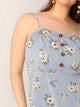 Plus Striped and Floral Button Detail Cami Dress