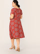 Plus Allover Print Top and Elastic Waist Skirt Set