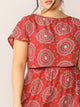 Plus Allover Print Top and Elastic Waist Skirt Set