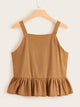 Plus Button Front Ruffle Hem Cami Top