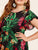 Plus Tropical and Floral Print Dot Lace Cuff Dress